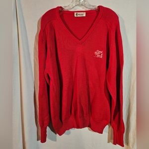 Vintage Antigua Doral Ryder Open V-Neck Sweater In Red Size XL Made In USA